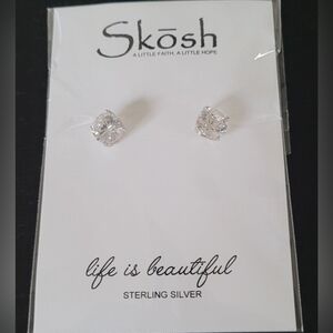 Silver 10mm Round CZ Stud Cubic Zirconia Earrings